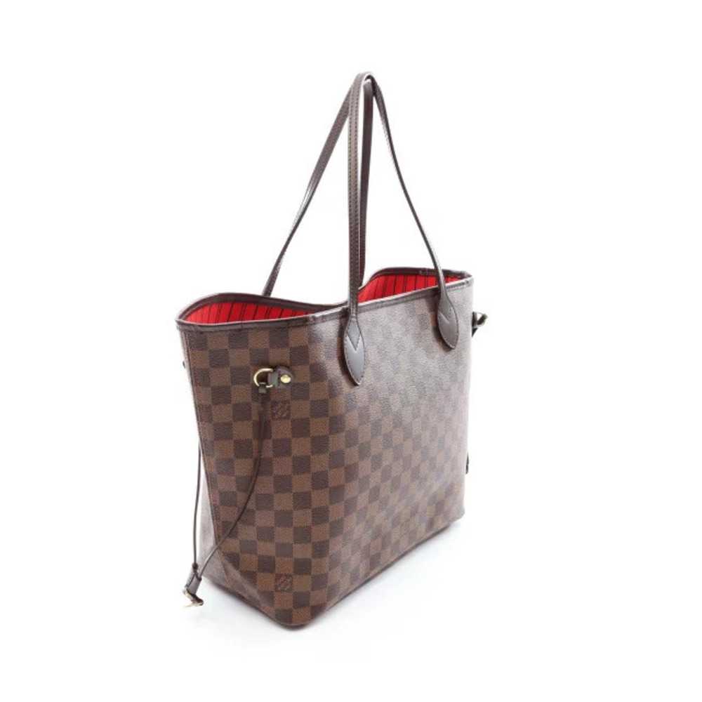 Louis Vuitton Leather Neverfull Canvas Bag Brown Tote Damier Brown